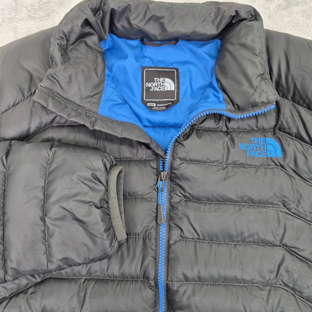 The North Face Mens 600 Down Puffer Jacket Grey Blue Full Zip Medium NF0A3Y4D